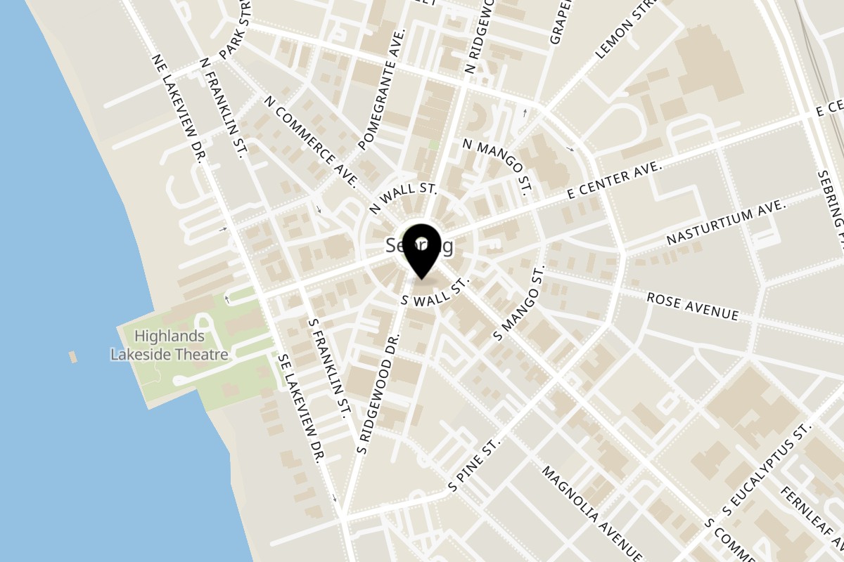 Map showing the location of PeruFresh Cuisine & Bar on 207 Circle Park Dr in Sebring